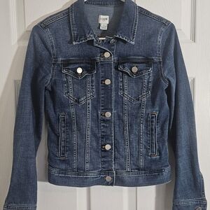 J. Crew Womans XS Blue Denim Button Front 4 Pocket Jacket.